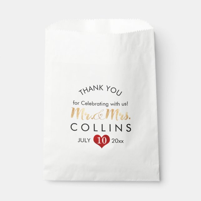 PixDezines Red Heart Wedding Favors Bag (Front)