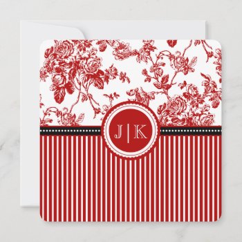 Pixdezines Red Toile Vintage Roses by custom_stationery at Zazzle