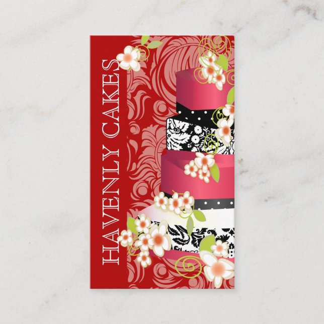 PixDezines red velvet wedding cake/diy background Business Card (Front)