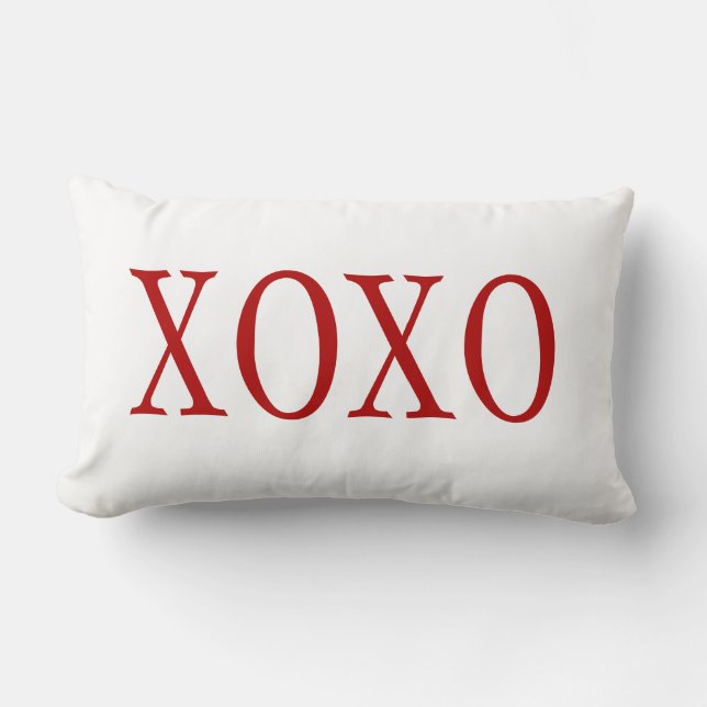 PixDezines RED XOXO/DIY background color Lumbar Pillow (Front)