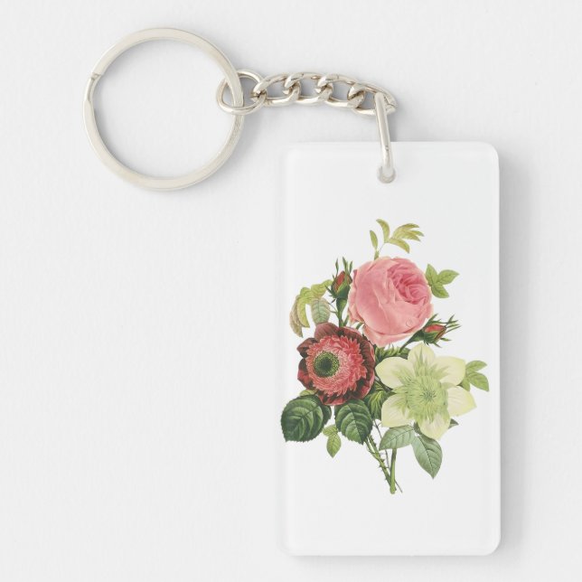 PixDezines redoute clementine, anemone Keychain (Front)