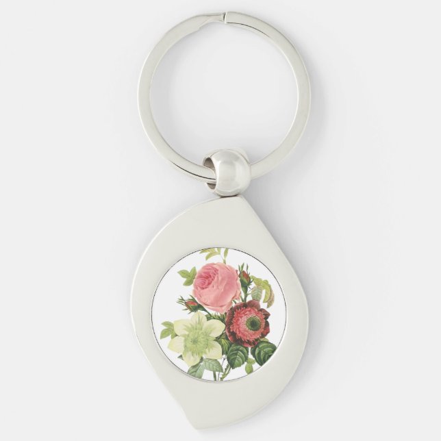 PixDezines redoute clementine, anemone Keychain (Front)