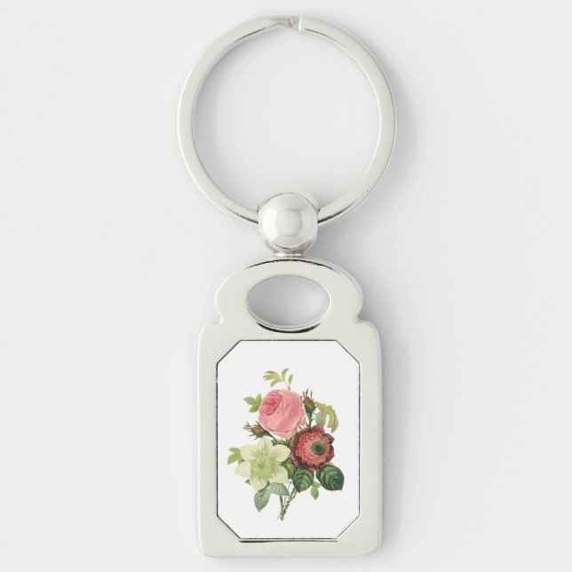 PixDezines redoute clementine, anemone Keychain (Front)