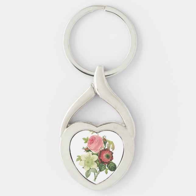 PixDezines redoute clementine, anemone Keychain (Front)