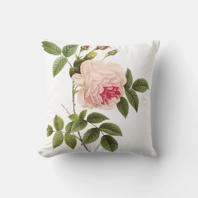 PixDezines redoute roses Throw Pillow (Front)