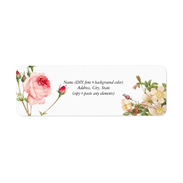 PixDezines Redoute Vintage Roses Label (Front)