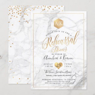 PixDezines Rehearsal Dinner+Faux Gold Honeycomb Invitation