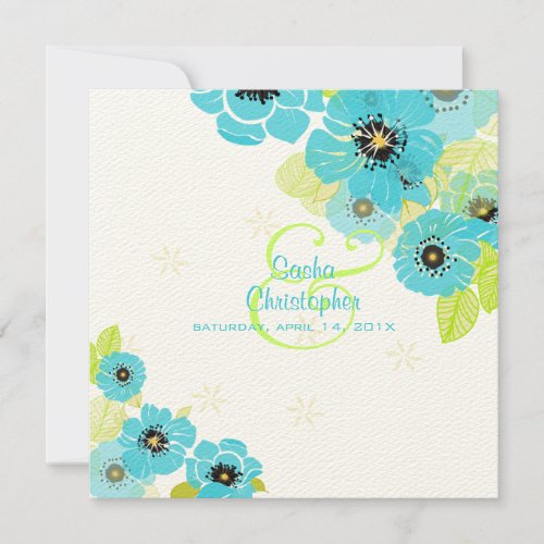 PixDezines Retro Blue Poppiesdiy background color Invitation