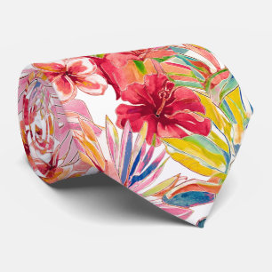 PixDezines Retro Bold H2 Hawaii Floral Foliage Neck Tie