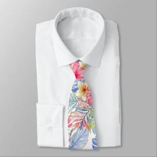PixDezines Retro Bold H2 Hawaii Floral Foliage Neck Tie