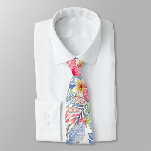 PixDezines Retro Bold H2 Hawaii Floral Foliage Neck Tie