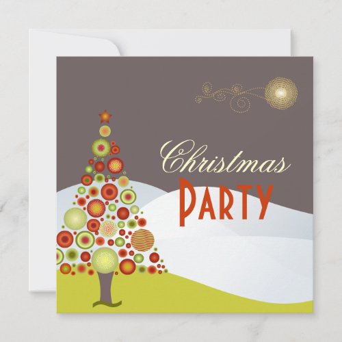 PixDezines Retro Christmas Ornaments Tree Invitation