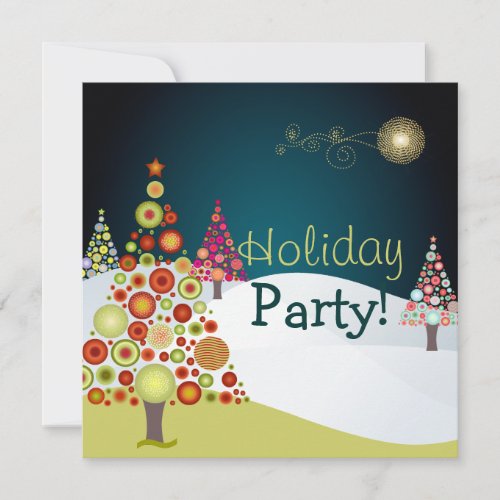 PixDezines Retro Christmas Ornaments Tree Invitation