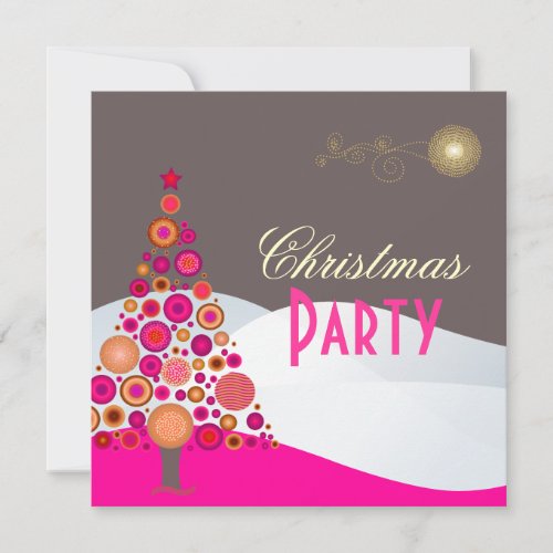 PixDezines Retro Christmas Ornaments Tree Invitation