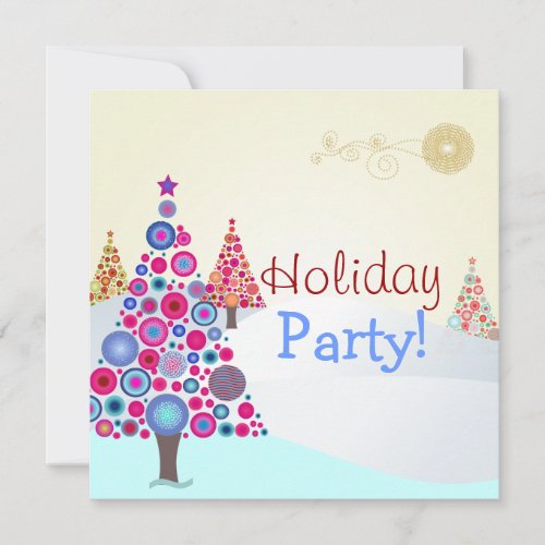 PixDezines Retro Christmas Ornaments Tree Invitation