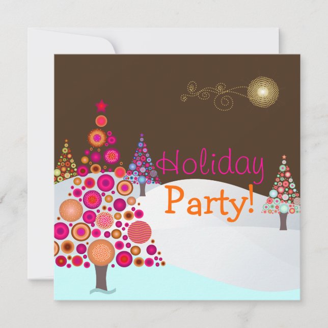 PixDezines Retro Christmas Ornaments Tree Invitation (Front)