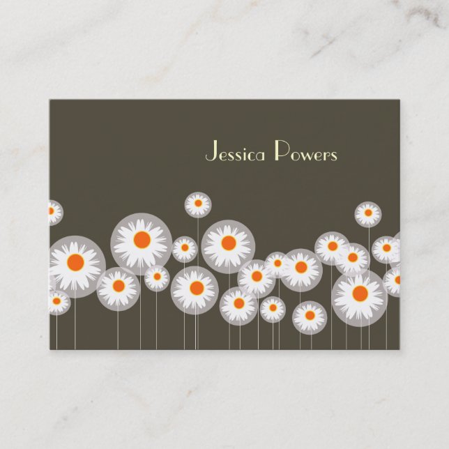 PixDezines retro daisies/diy background color Business Card (Front)