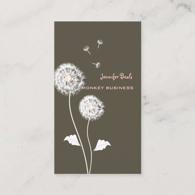 PixDezines retro dandelions/DIY color, mud Business Card (Front)