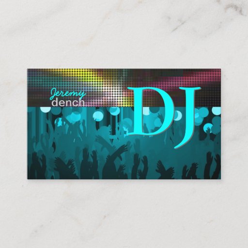 Customizable PixDezines Retro DJ+dance hall/aqua blue Business Cards
