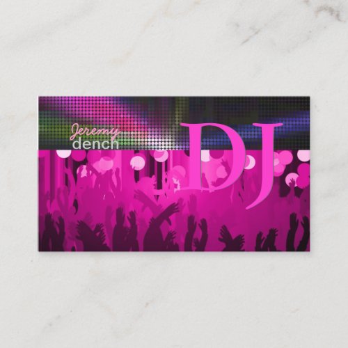 PixDezines Retro DJ+dance hall/hot pink Business Card Templates