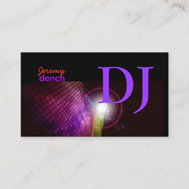 PixDezines Retro DJ+disco tiles Business Card (Front)
