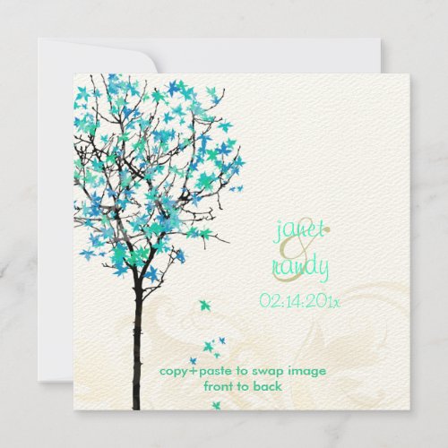 PixDezines retro electric blue maple trees Invitation