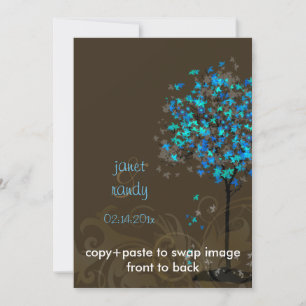 PixDezines retro electric blue maple trees Invitation