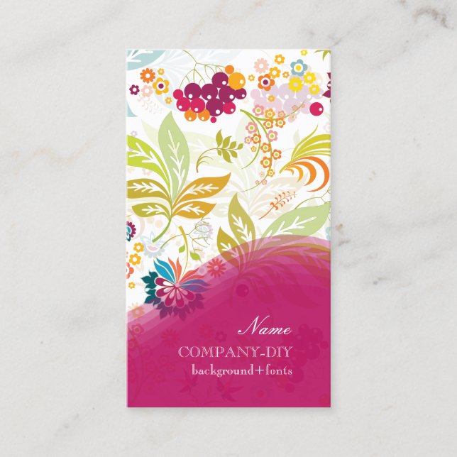 PixDezines retro flora/DIY background color Business Card (Front)