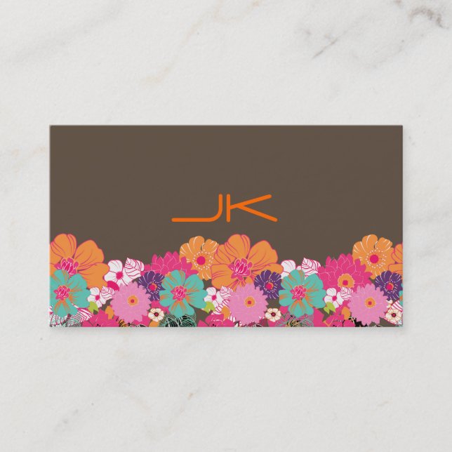 PixDezines Retro Floral ~ Alegre/diy background Business Card (Front)