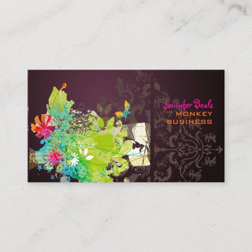 Customizable PixDezines retro floral + merlot Business Card Templates