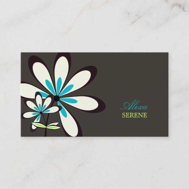 PixDezines retro flowers/diy colors Business Card (Front)