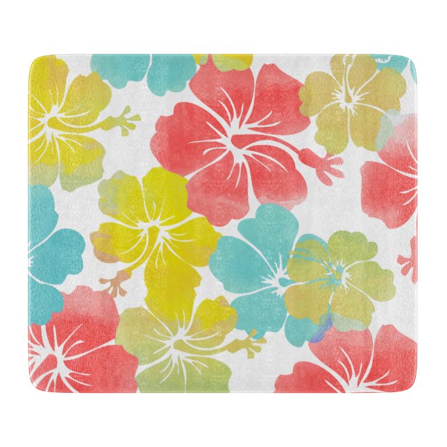 PixDezines retro hibiscus Cutting Board (Front)