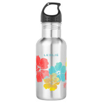 PixDezines retro hibiscus/digital watercolor Water Bottle PixDezines retro hibiscus/digital watercolor Water Bottle
