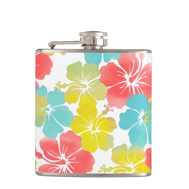 PixDezines retro hibiscus Flask (Front)