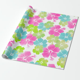 PixDezines retro hibiscus Wrapping Paper