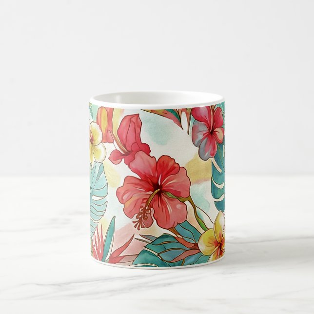 PixDezines Retro Hyper H2 Hawaii Floral Foliage Coffee Mug (Center)