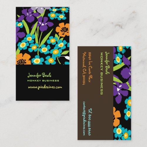 Retro Japanes Iris + mud Business Card Templates