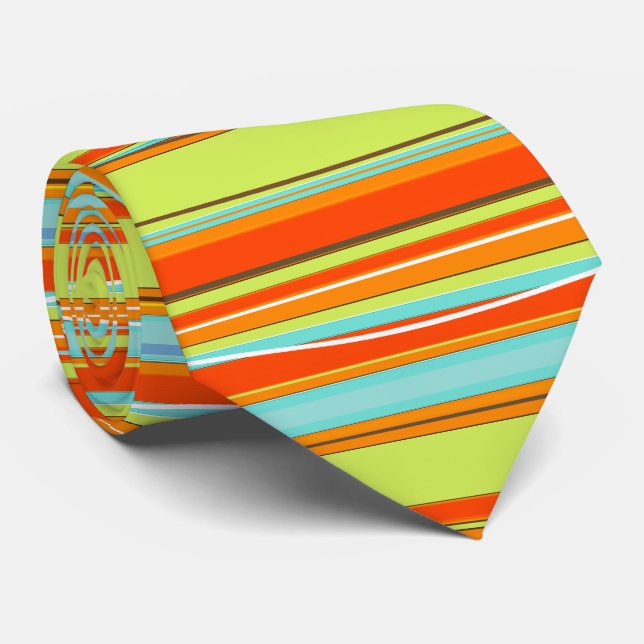 PixDezines retro neon stripes Tie (Rolled)