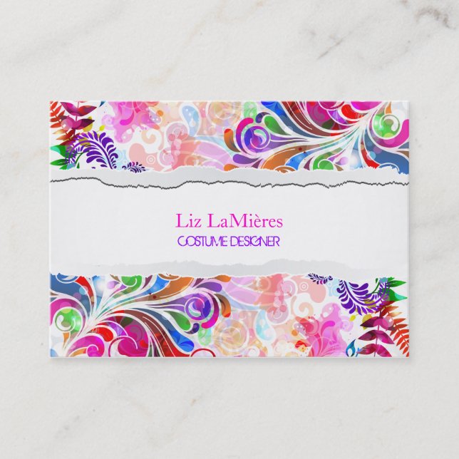 PixDezines Retro Neon Swirls Business Card (Front)
