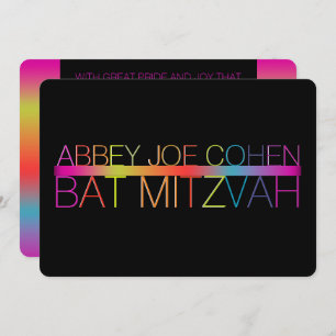 PixDezines retro neons/typography/bat mitzvah Invitation