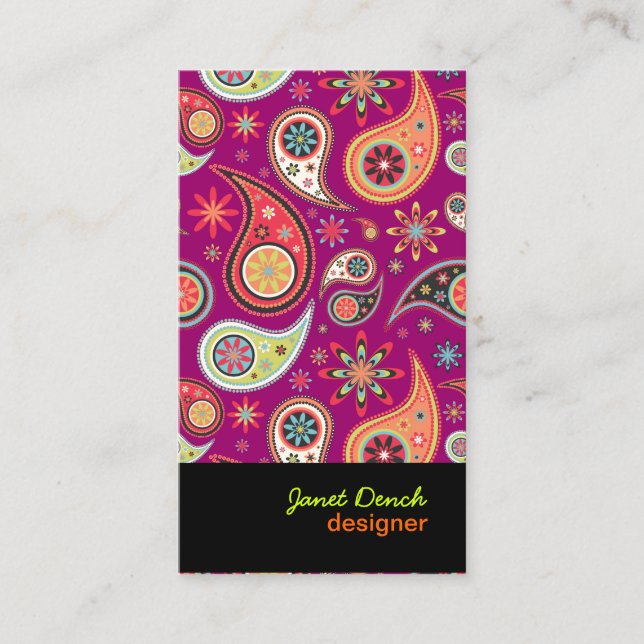 PixDezines Retro Paisley Business Card (Front)
