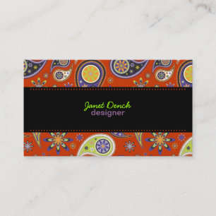 PixDezines Retro Paisley, custom color Business Card