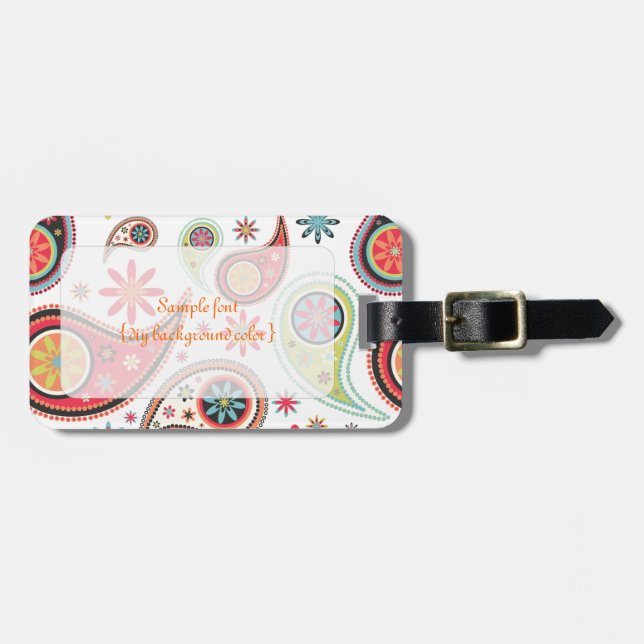 PixDezines retro paisley/diy background Luggage Tag (Front Horizontal)