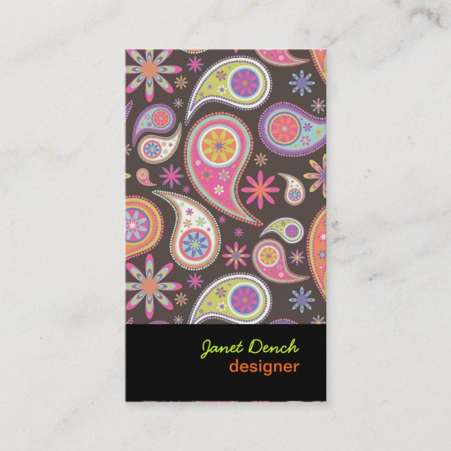 PixDezines Retro Paisley in pastel Business Card (Front)