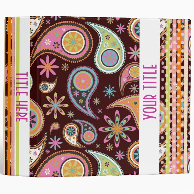 PixDezines Retro Paisley, scrapbooking binders (Front/Spine)