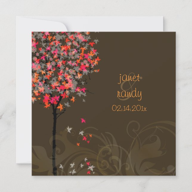 PixDezines retro pink maple trees Invitation (Front)