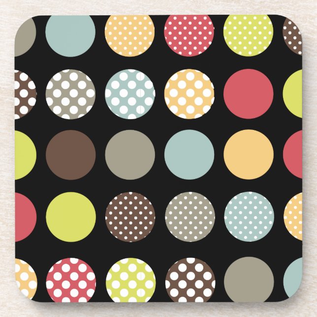 PixDezines Retro Polka Dots/DIY background color Beverage Coaster (Front)