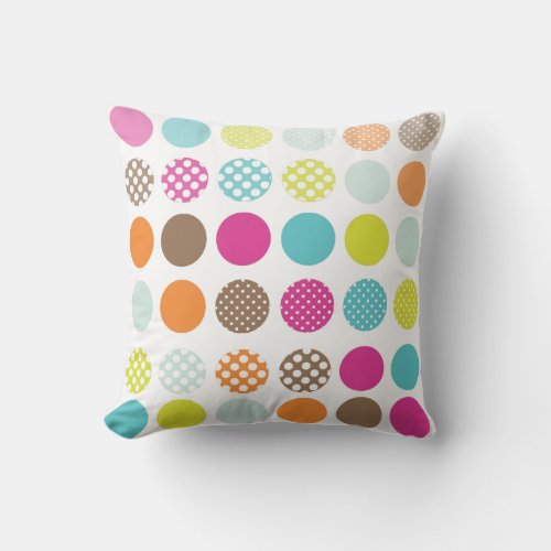 PixDezines retro polka dotsdiy background colors Throw Pillow