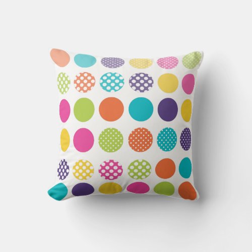 PixDezines retro polka dotsdiy background colors Throw Pillow