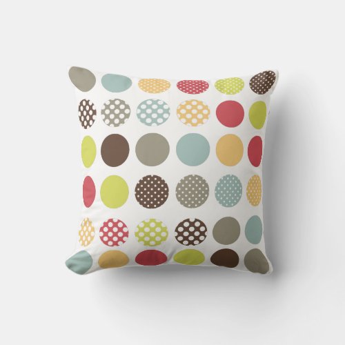 PixDezines retro polka dotsdiy background colors Throw Pillow